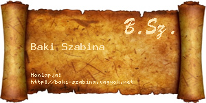 Baki Szabina névjegykártya